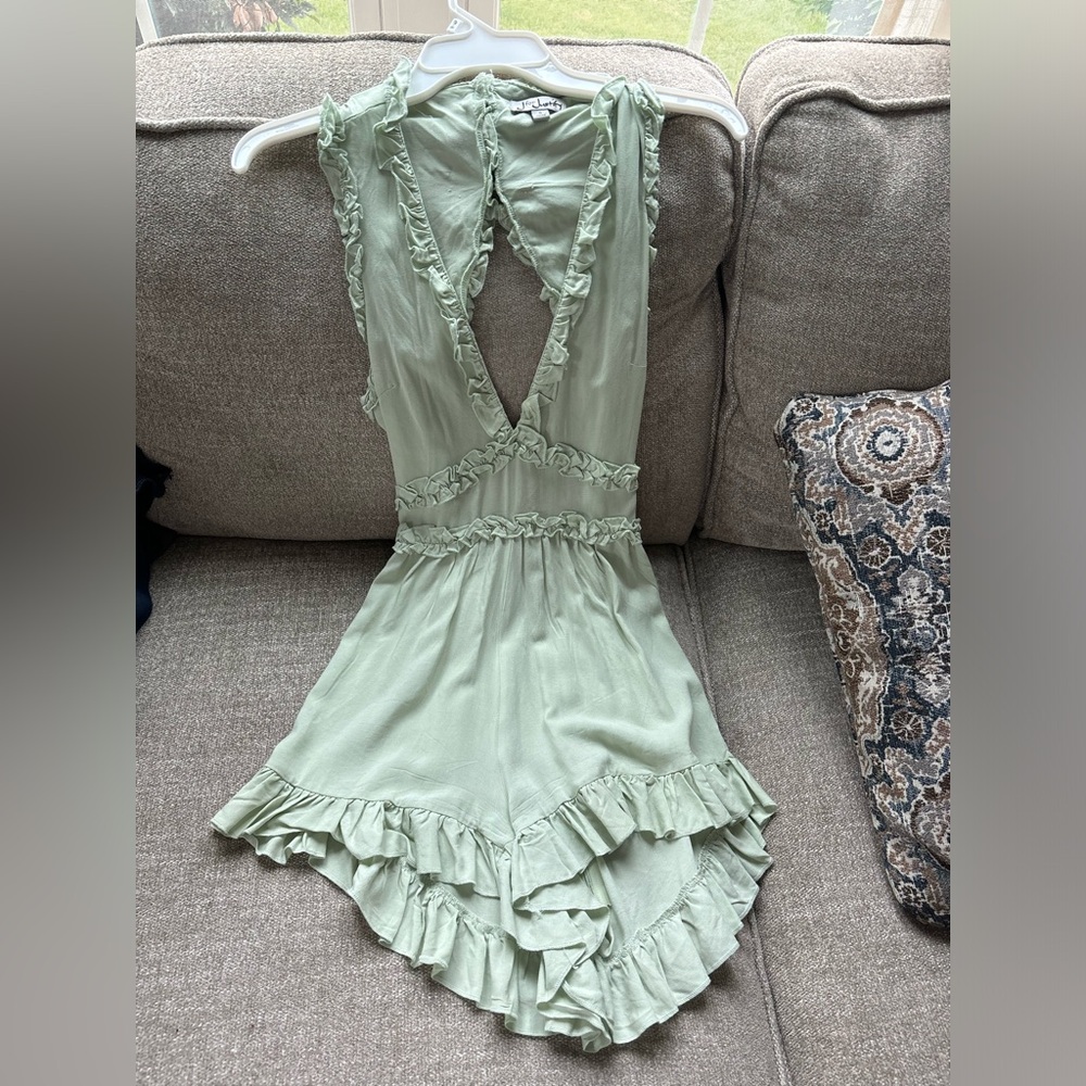 J for Justin green ruffle romper